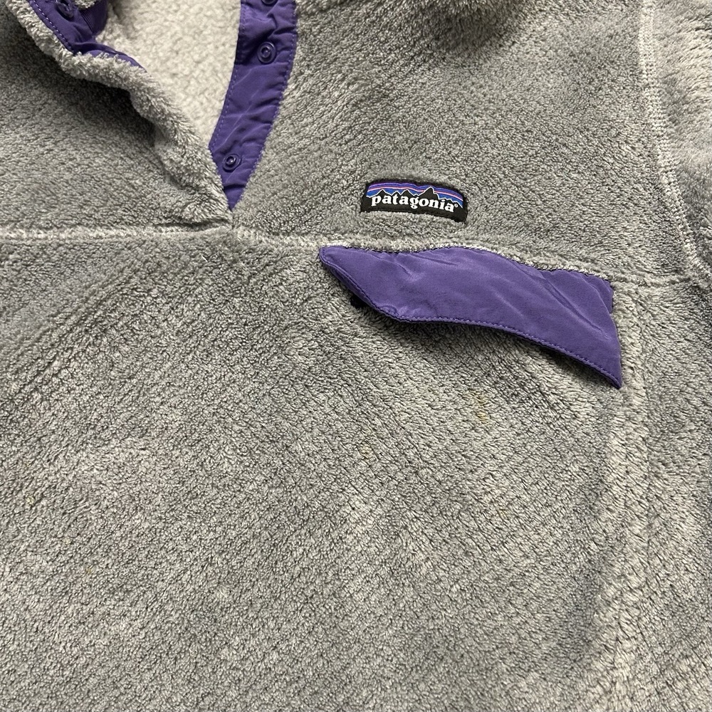 Patagonia Womens Re-Tool Snap-T Fleece Pullover Gray Purple Trim 25442 Large - Picture 7 of 7